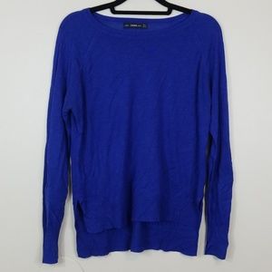 Zara Knit Royal Blue Assymetrical Hem Top